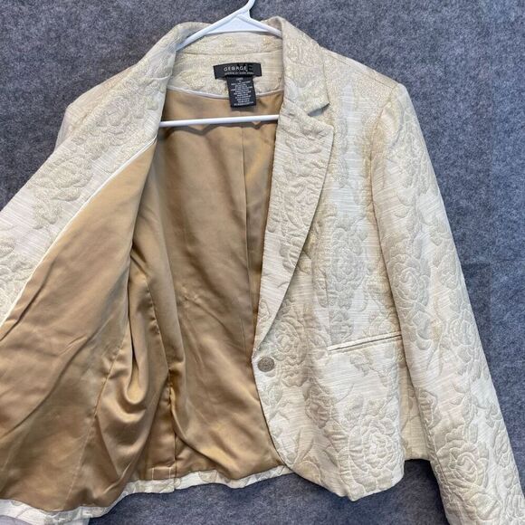 GEORGE Me Designs By Mark Eisen Blazer Women's Size 12 Cream Floral Metallic - Picture 12 of 13